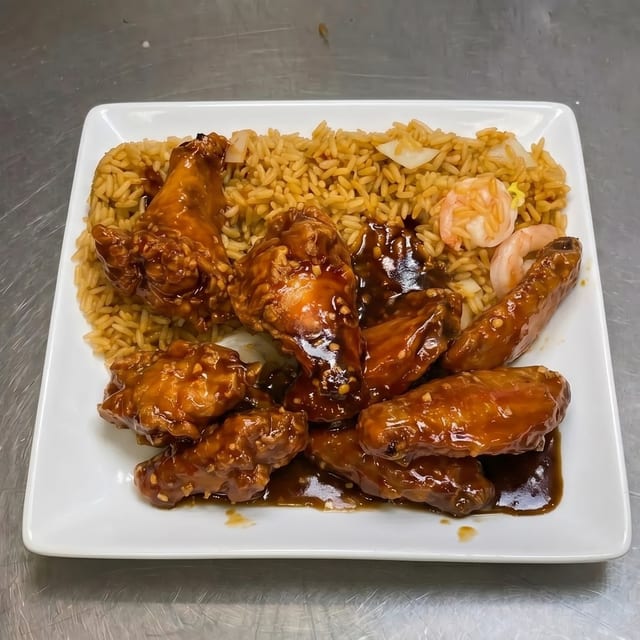 Chicken Wings with Hot Garlic Sauce.