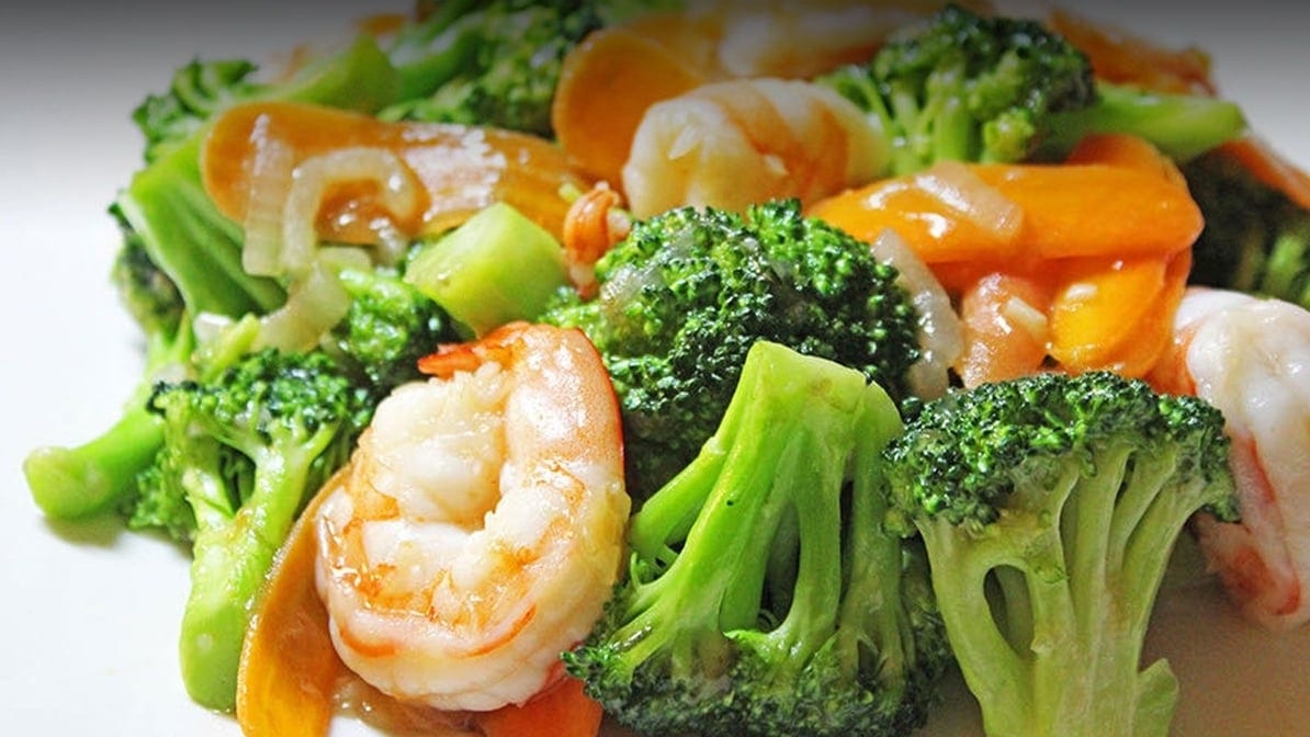 Steamed Mixed Vegetable with Shrimp.